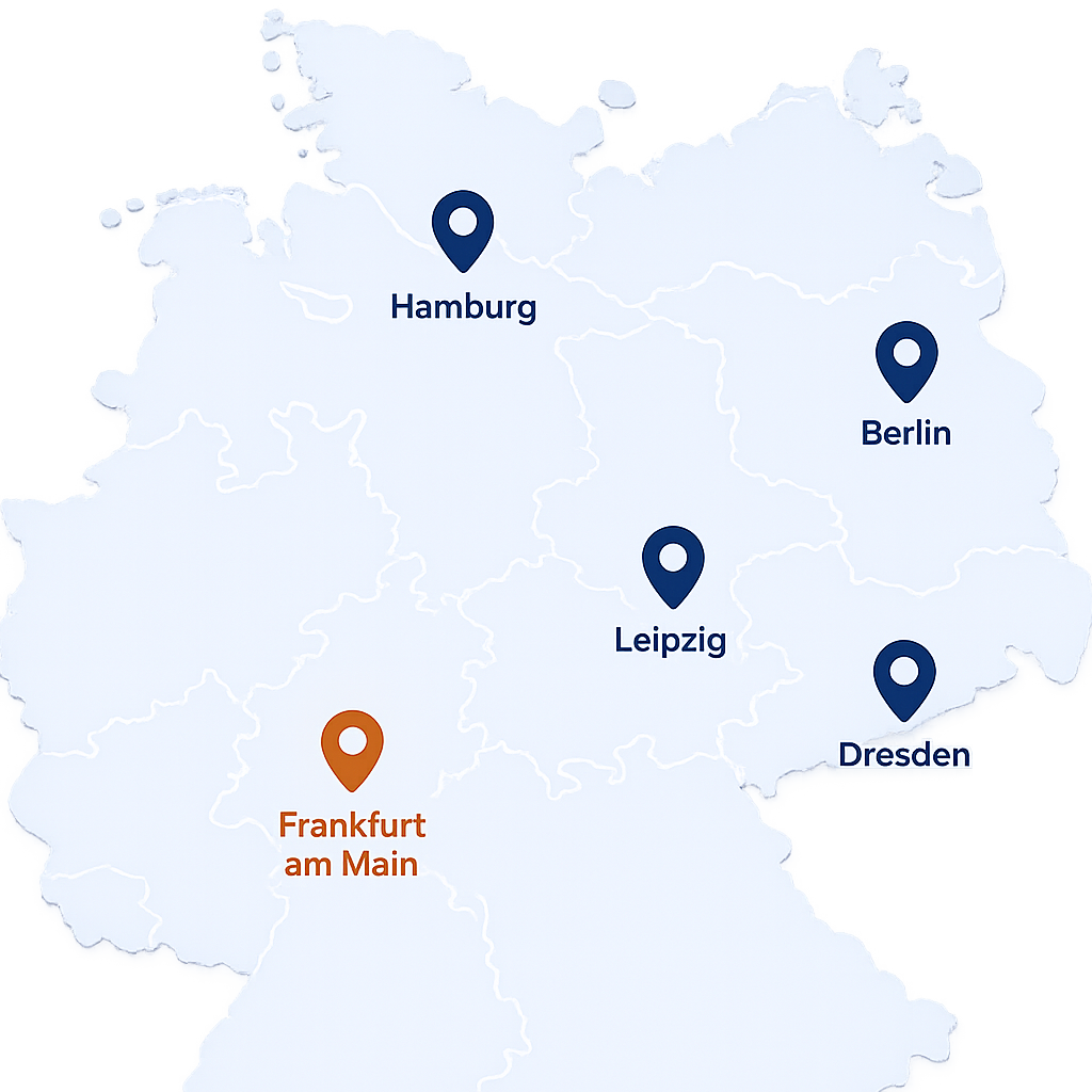 Deutschlandkarte mit TownWork Standorten